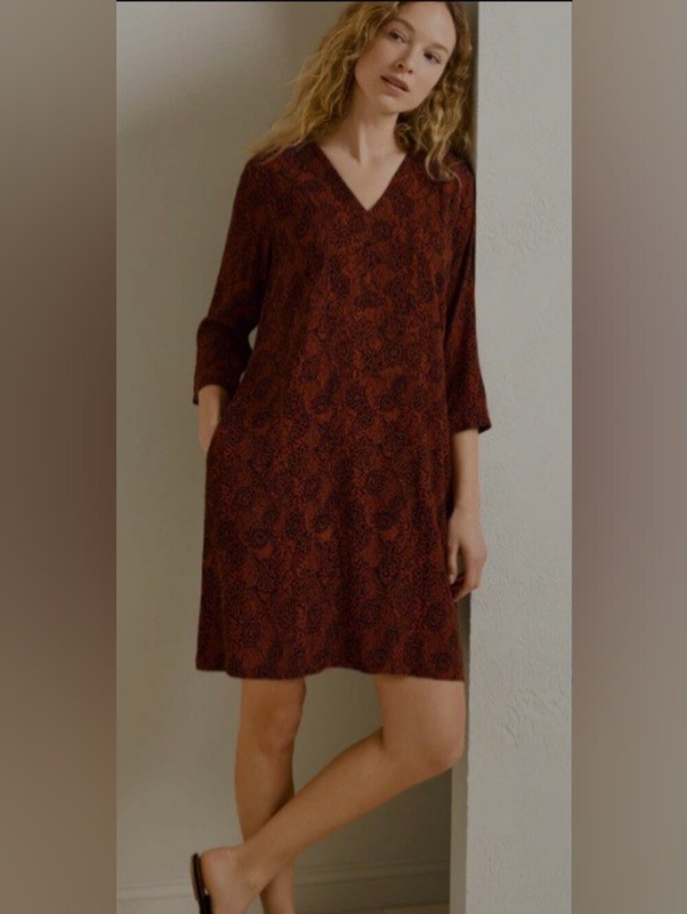 NWT GARNET HILL MIliie crepe Dress In Orange L